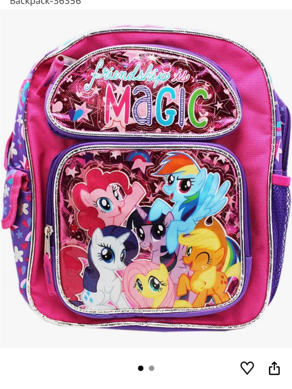 Hasbro My Little Pony Pink & Purple Kids Backpack with Colorful Character Art